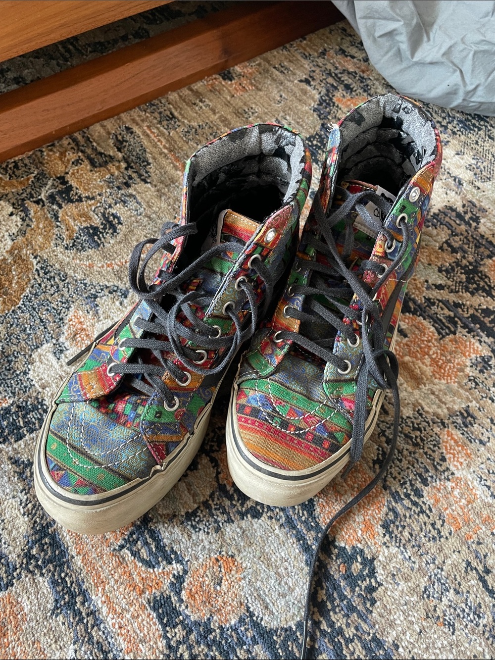 Platform Vans Colorful Patterned High-Top Canvas Sneakers